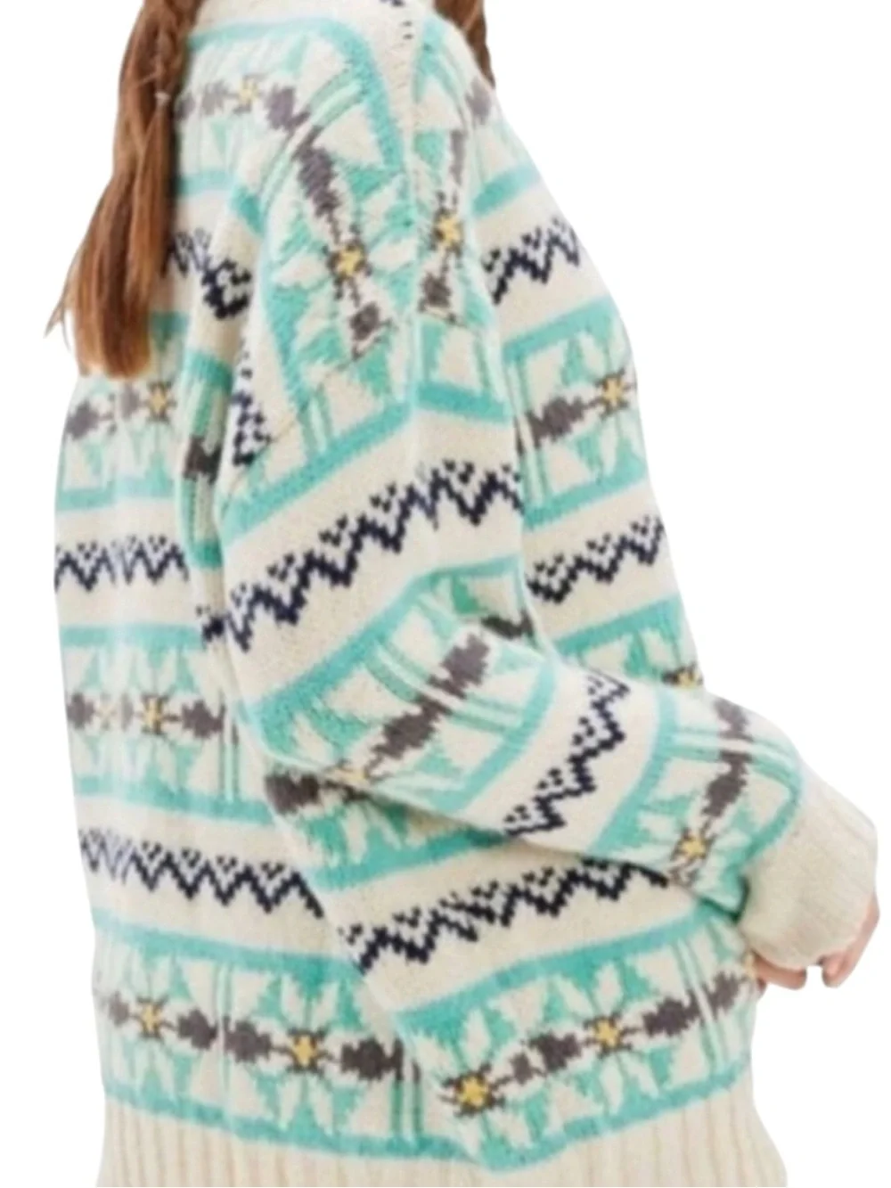 AMERICAN EAGLE Oversized Fair Isles Mock Neck Winter Sweater  Size L — WOW!!!